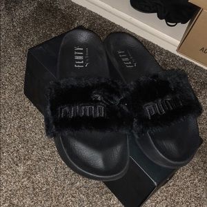 black Fenty Puma Slides